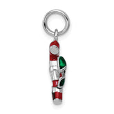 Sophia Jewelers Sterling Silver Enamel Candy Cane Charm with Rhodium Finish